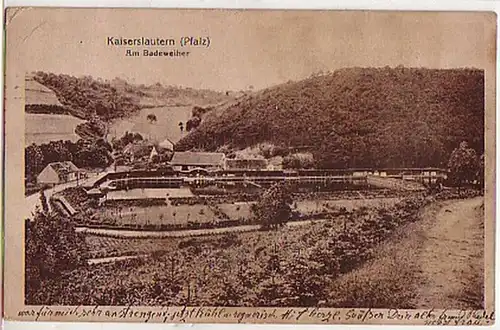 0322 Ak Kaiserlautern (Palatinat) Au Badeweiher 1918
