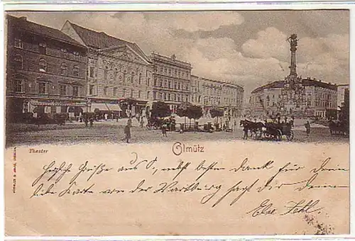 03507 Ak Olmütz Pferdekutschen vorm Theater 1897