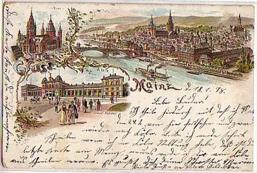 03501 Ak Lithographie Gruss aus Mainz 1898