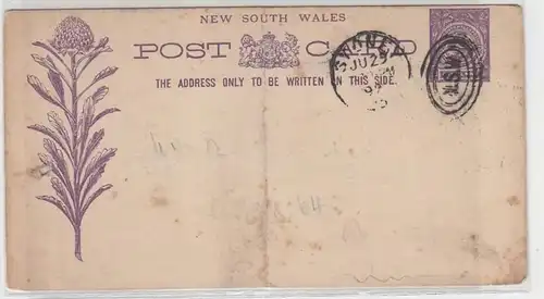 03487 seltene Ganzsachenkarte New South Wales Australien Sydney 1892