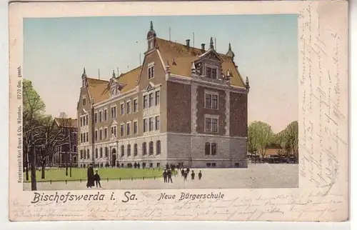 03483 Ak Bischofswerda in Sachsen neue Bürgerschule 1909