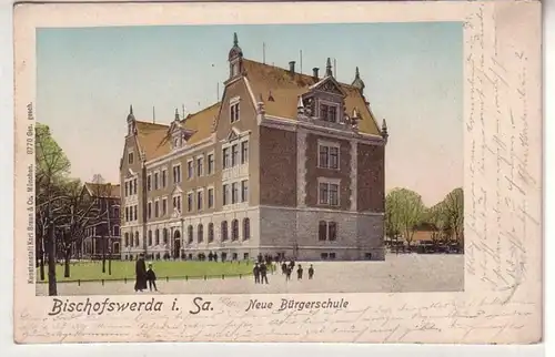 03483 Ak Biscofswerda en Saxe nouvelle école civique 1909