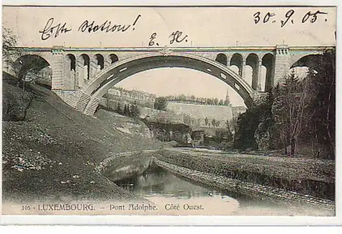03476 Ak Luxembourg Pont Adolphe Coté Quest 1905