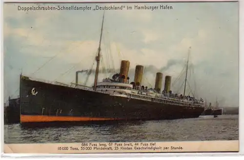 03443 Ak Doubles vis à vapeur rapide "Allemagne" dans le port de Hambourg 1907