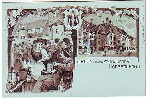 03420 Ak Gruß aus dem Münchener Hofbräuhaus um 1900