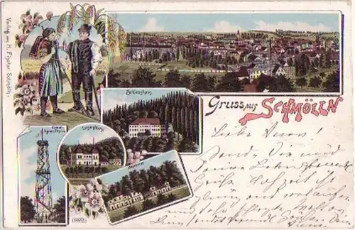 03344 Ak Lithographie Gruss aus Schmölln S.-A. 1900