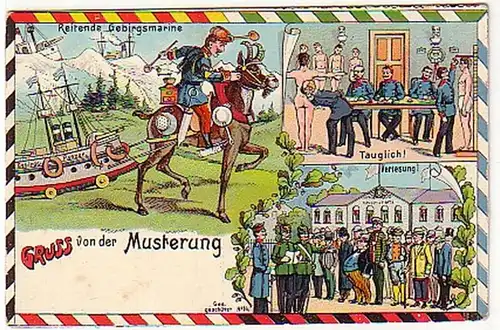 03330 Ak Militär Humor Gruss von der Musterung um 1910