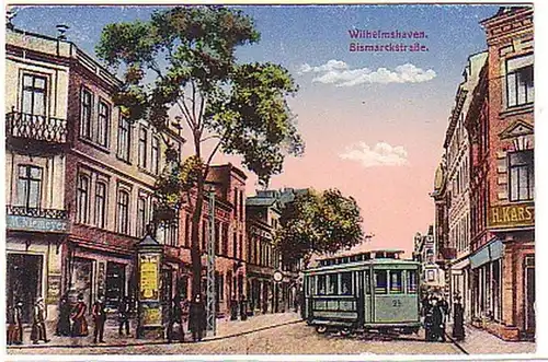03286 Ak Wilhelmshaven Bismarckstraße avec tramway