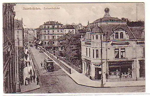 03285 Ak Saarbrücken Luisenstraße mit Straßenbahn 1917