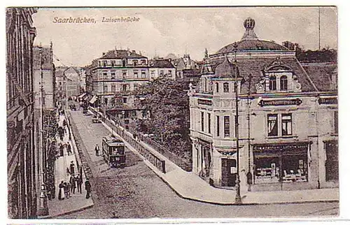 03285 Ak Sarrebruck Luisenstraße avec tram 1917