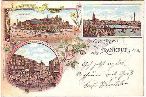 03272 Ak Lithographie Gruss aus Frankfurt 1897
