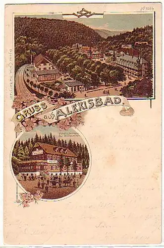 03269 Ak Lithographie Gruss de Alexisbad Hotel 1899