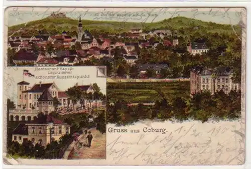 03256 Ak Gruss aus Coburg Restaurant Kapelle 1903