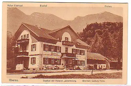 03243 Ak Oberau b. Garmisch Gasthof "Untermberg" vers 1920