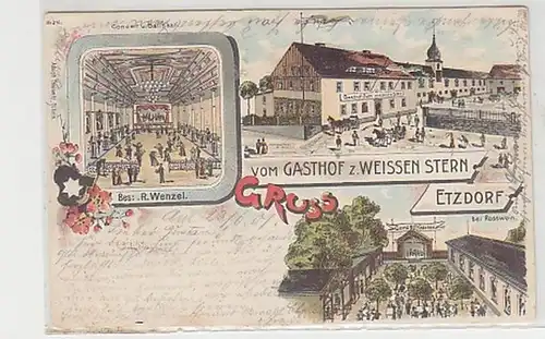 03212 Ak Lithographie Salutation de Etzdorf près de Rosswein