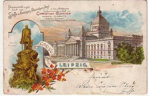 03211 Reklame Ak Gruss aus Leipzig um 1900