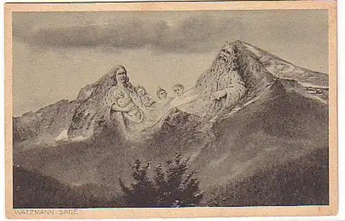 03179 Ak Watzmann Sage Berge mit Gesichtern um 1930