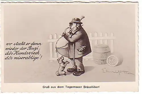 03157 Ak Grüss de Tegernseer Bräustüberl vers 1940