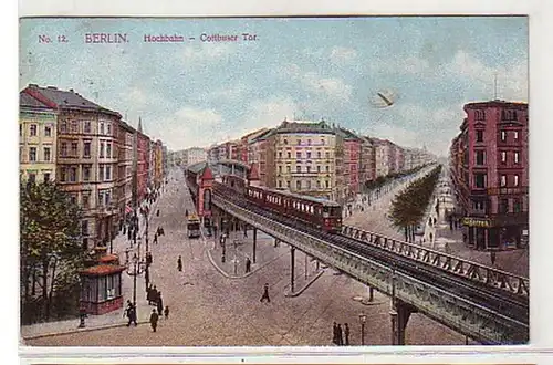 03154 Ak Berlin Hochbahn Cottbuser Tor 1909