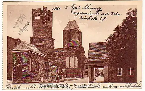 03152 Ak Tangermünde Elbe Neustadter Tor 1928