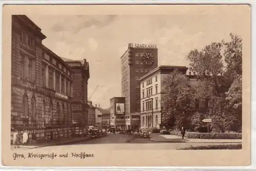 03148 Ak Gera Kreisgericht und Hochhaus mit Sparkasse 1953
