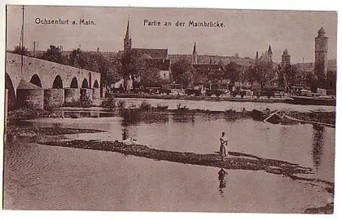 03125 Ak Ochsenfurt Partie an der Mainbrücke um 1925