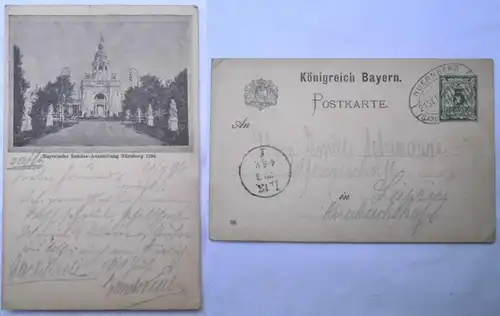 03113 Ganzsachen Ak Nürnberg Bayerische Landes Ausstellung 1896