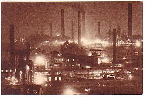 03078 Ak Völklingen Eisen Werke bei nacht um 1940