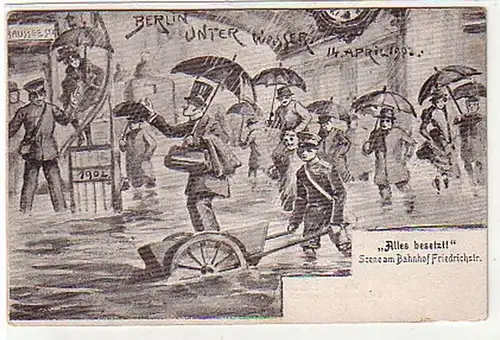 03065 Ak Humor Berlin unter Wasser 14. April 1902