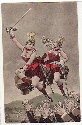 03007 Ak érotique humour femmes en uniforme vers 1920