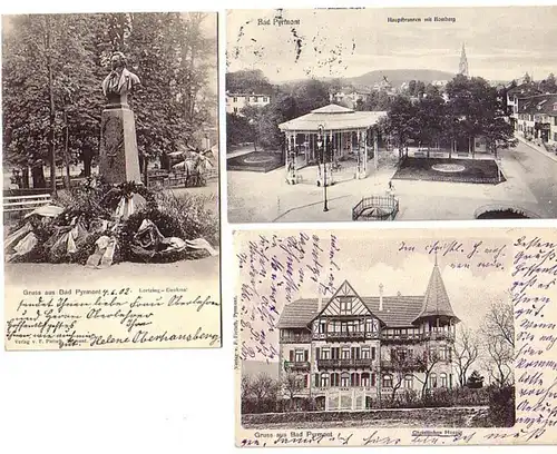 03006/3 Ak Gruss aus Bad Pyrmont Hospiz usw. um 1905