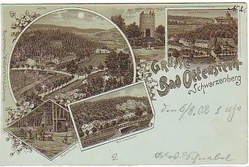02988 Mondscheinkarte Gruß aus Bad Ottenstein 1902