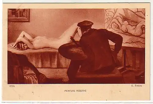 02985 Ak érotique Acte "Peinture Moderne" vers 1920