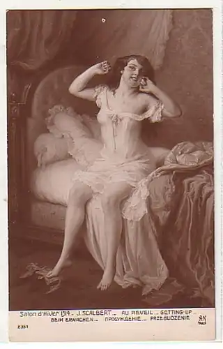 02970 Ak Erotic J. Scalbert "A l'éveil" vers 1920