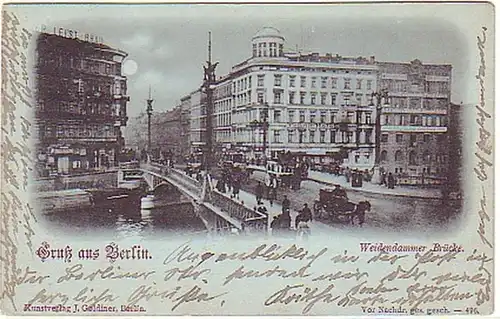 02959 Mondscheinkarte Gruß aus Berlin Brücke 1898