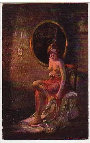 02943 Acte d'Erotisme Ak "Après la Bain" vers 1920