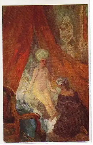 02935 Ak érotique rococo dame en robe vers 1920