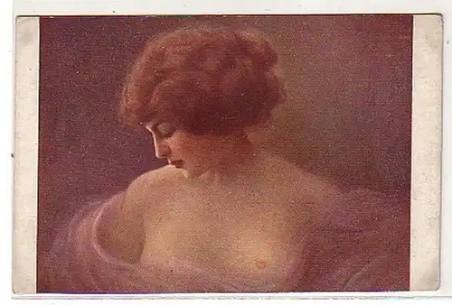 02902 Ak Erotik Nacktes Mädchen Brustbild um 1920