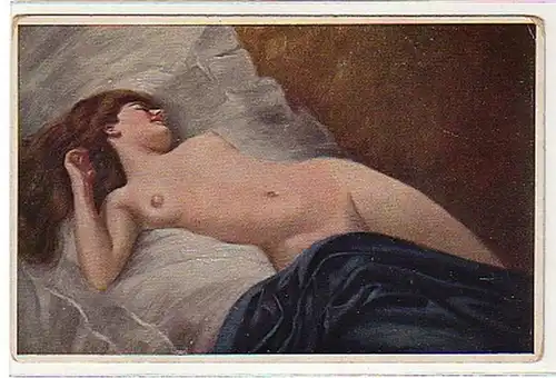 02871 Ak érotique fille nue "Rêves doux" vers 1920