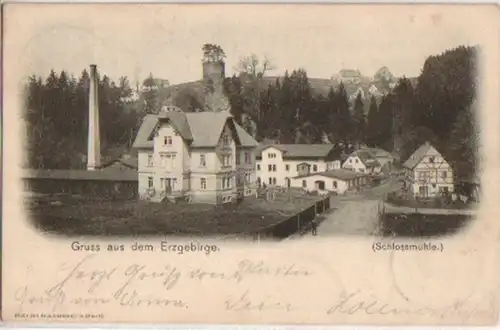 02847 AK Gruss aus dem Erzgebirge, Schlossmühle 1903
