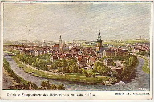 02835 Carte postale fixe de la fête natale de Döbeln 1914