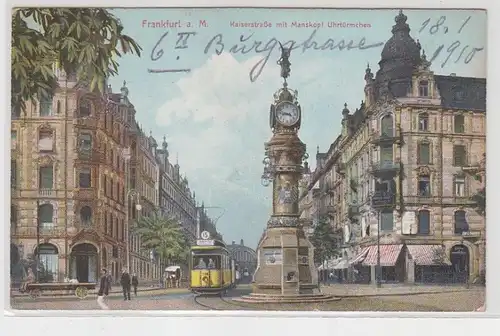 02784 Ak Frankfurt am Main Kaiserstraße mit Manskopf Uhrtürmchen 1910