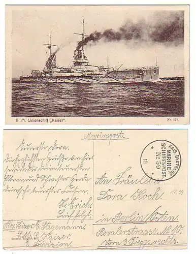 02754 Ak S.M. Bateau de ligne "Empereur" avec MSP 59 de 1918