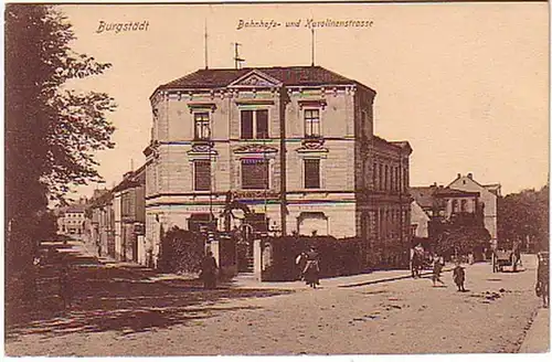 02744 Ak Burgstädt Bahnhofs- und Karolinenstrasse 1920