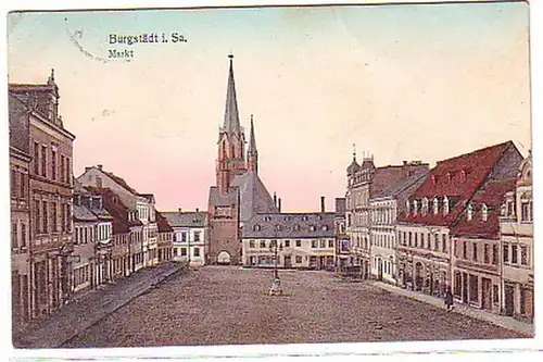 02742 Ak Burgstadt en Sachsen Markt avec boulangerie 1908