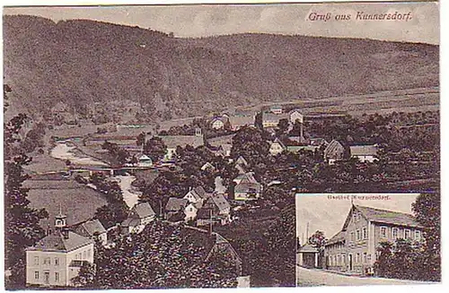 02737 Ak Gruss de Kunnersdorf avec auberge 1917