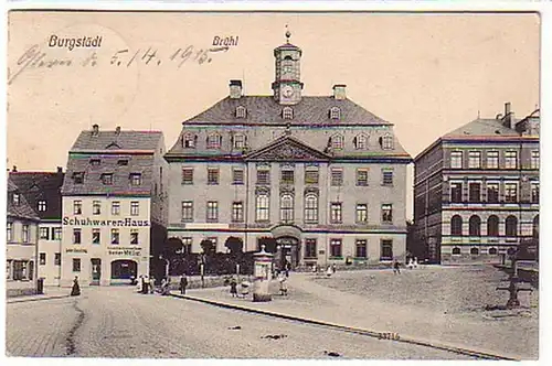 02719 Ak Burgstädt Brühl Schuhwarenhaus 1915