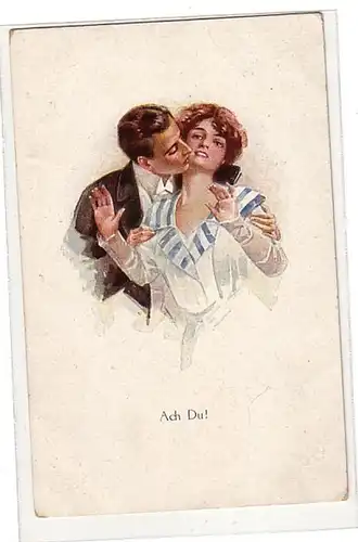02692 Ak Erotik "Ach Du!" küssendes Paar um 1920