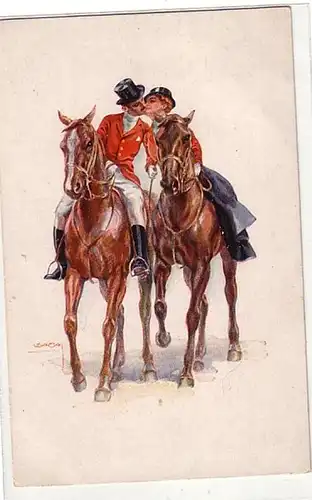02669 Ak érotisme "Erkal" n°345/3 baisers à cheval vers 1910