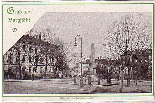02666 Ak Burgstädt Blick in die Bahnhofsstrasse um 1930